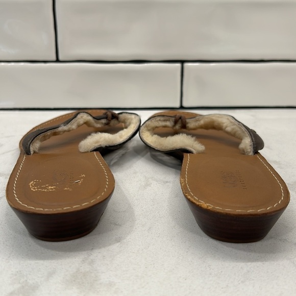 Ugg Fur Flip Wooden Bottom Flops Women’s Size 8 - Picture 4 of 14